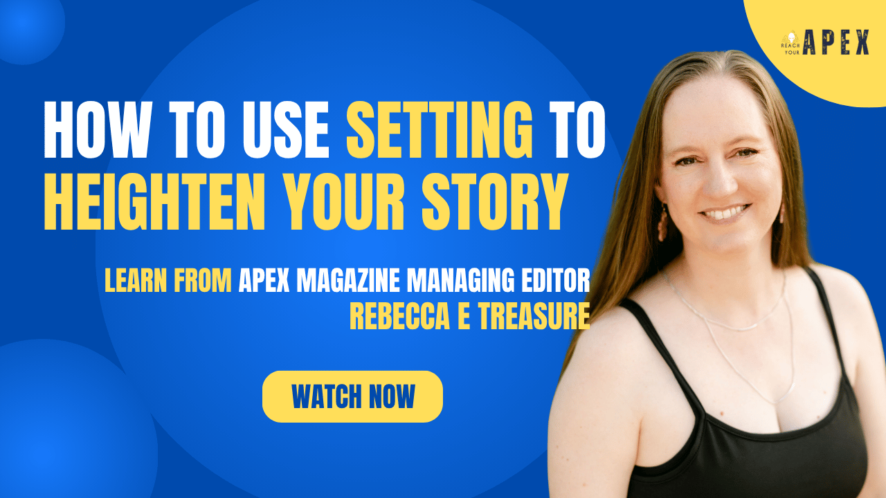 "Something I love to see is filtering the setting through the character. Take into account the things your character would see, and pay attention to the things your character wouldn't see. A librarian and a criminal investigator are going to notice different things and their brains are going to travel down different paths." Apex Magazine Managing Editor, Rebecca E Treasure, shares how to use setting to heighten your story in this excerpt from her live workshop, "Six Powerful Exercises For Polishing Your Prose."